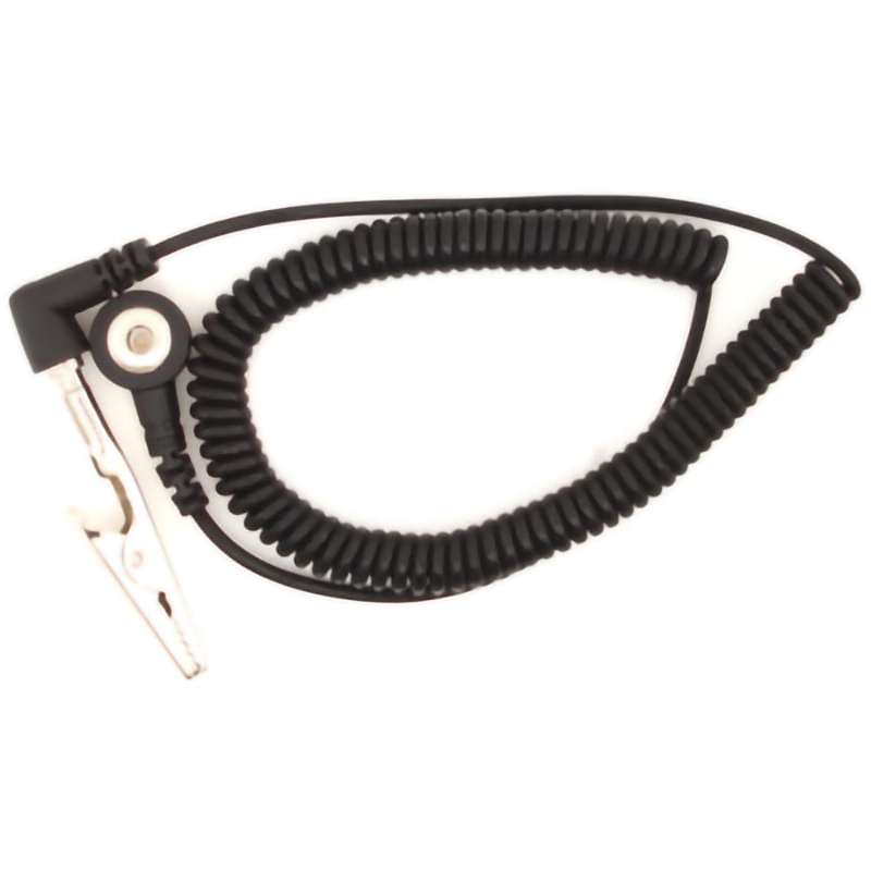 Grounding Cord Only, 90 deg. Angle, Coiled, 6 ft. OAL, 4mm Snap